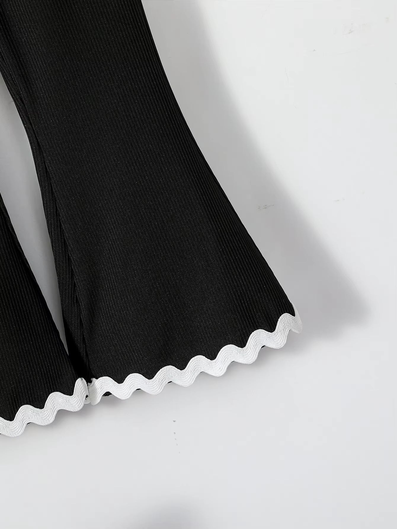 2024 Fashion New Black Stylish Girls’ Spring Autumn Long Sleeve Top &Flared Pants Suit Set for 1-6Y Streetwear