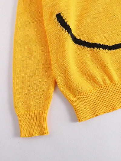 Halloween 1Pc Tween Boys Soft, Comfortable Smiling Face Knitted Crew Neck Long Sleeve Sweatshirt, Suitable for Casual Wear, Everyday, Outings, School, Gatherings, Holidays, Christmas, New Year, Spring, Summer, Autumn, Winter Yellow Kids Sweater Kids Knit Sweater Cute Sweaters for Kids Kids' Back to School Children Place Boy My First Day of School Halloween Boys Kids Boys Teen Boys First Day of School Tween Boys Mommy and Me for Kids Winter Autumn Fall
