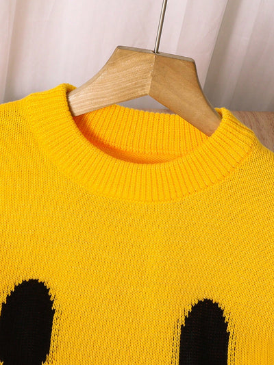 Halloween 1Pc Tween Boys Soft, Comfortable Smiling Face Knitted Crew Neck Long Sleeve Sweatshirt, Suitable for Casual Wear, Everyday, Outings, School, Gatherings, Holidays, Christmas, New Year, Spring, Summer, Autumn, Winter Yellow Kids Sweater Kids Knit Sweater Cute Sweaters for Kids Kids' Back to School Children Place Boy My First Day of School Halloween Boys Kids Boys Teen Boys First Day of School Tween Boys Mommy and Me for Kids Winter Autumn Fall