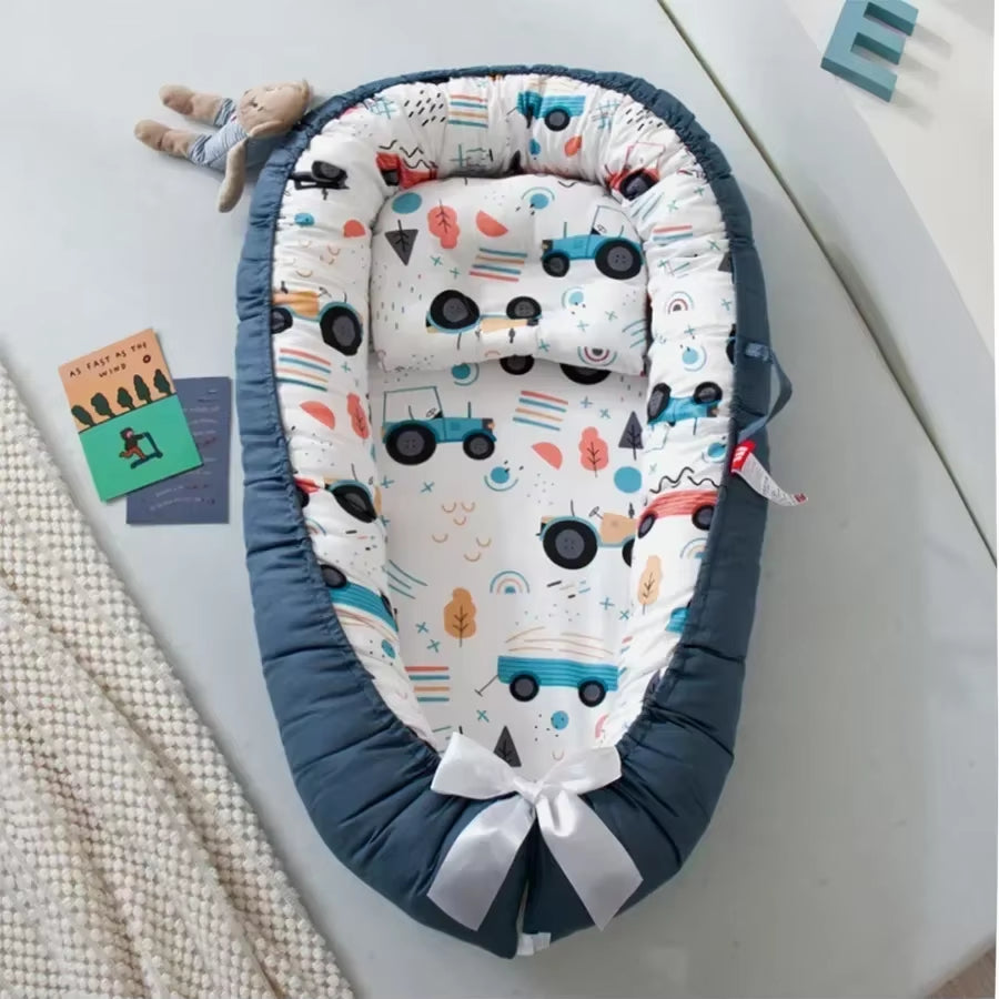 Travel Bed Infant Toddler Cotton Cradle for Newborn Baby Bed Bassinet Bumper New 85*50Cm Baby Nest Bed with Pillow Portable Crib