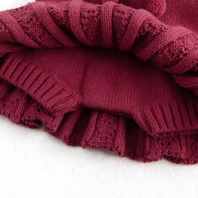 New Autumn Kids Sweater 6M-4T Cute Hollow-Out Fur Ball Girls Knitted Pullover Loose Sweet Korean Children Outwear