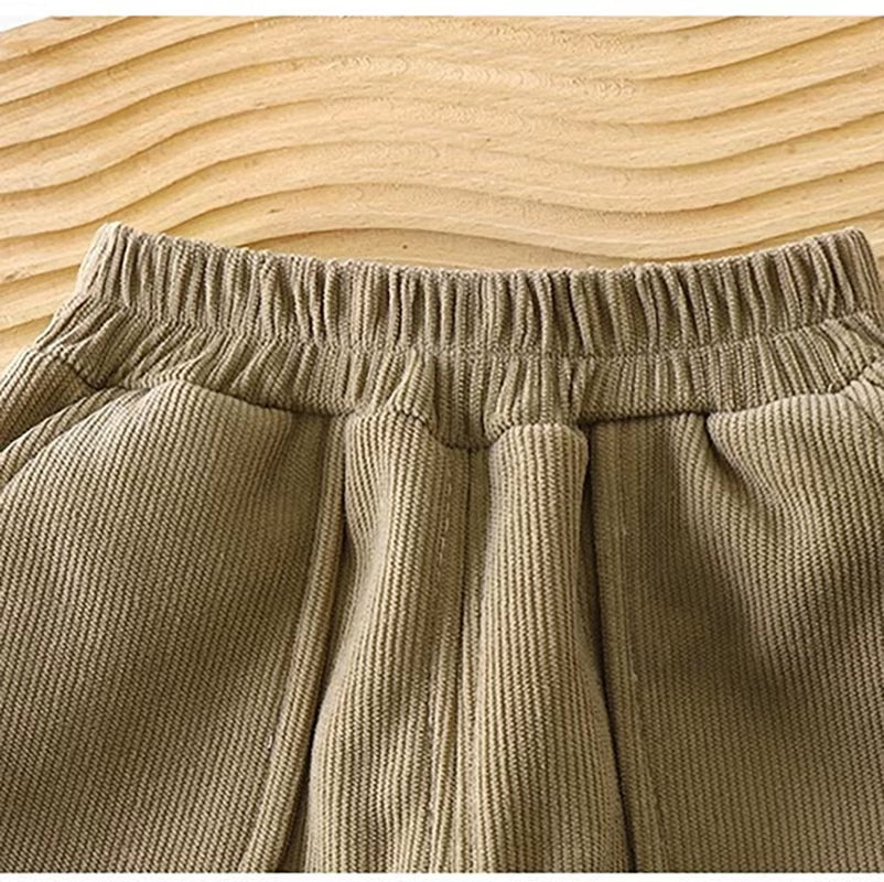 Winter Kids Sweatpants 1-8T Solid Color Thicken Girls Trousers Loose Boys Leisure Pants Korean Children Fleece Trousers