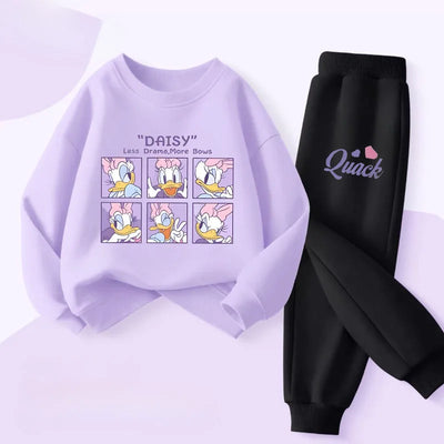 Purple Series  Print Spring New Style Children'S Clothing Sets Girls Casual Sweatsuit Kids Pullover Long Pant 2Cps Set
