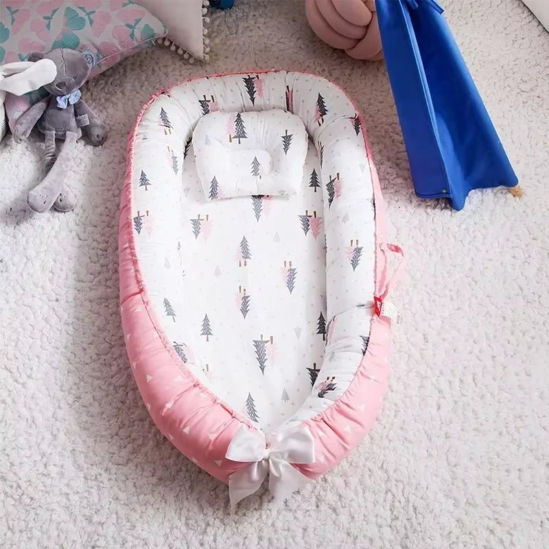 Travel Bed Infant Toddler Cotton Cradle for Newborn Baby Bed Bassinet Bumper New 85*50Cm Baby Nest Bed with Pillow Portable Crib