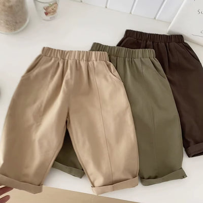 1-7 Y Kids Pants Autumn New Boys Trousers Full Length Girls Casual Pants Loose Style Children Clothes