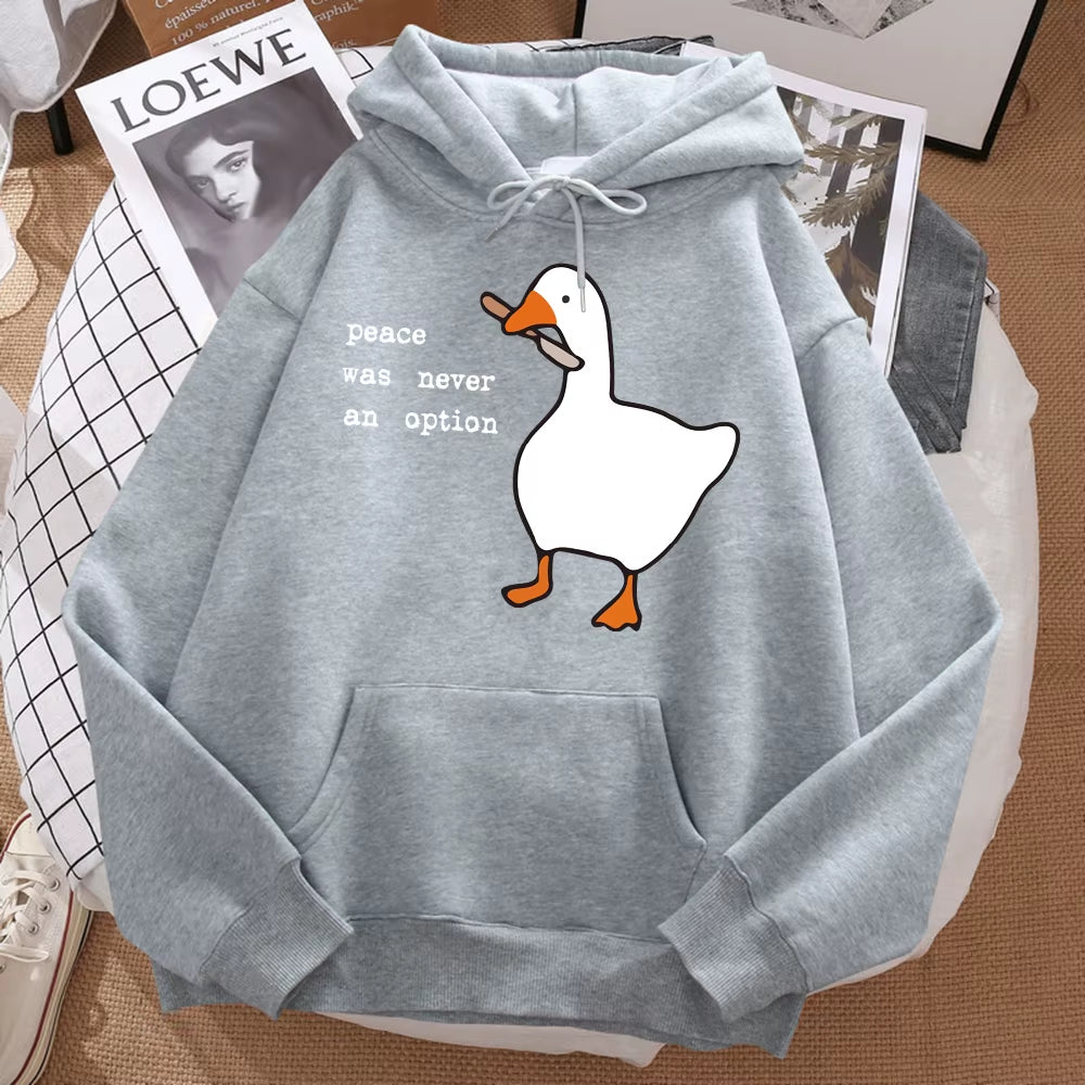 Peace Was Never an Option Printed Sweatshirt Men Street Oversize Autumn Hooded Hipster Soft Hoodies Hip Hop Warm Sportswears