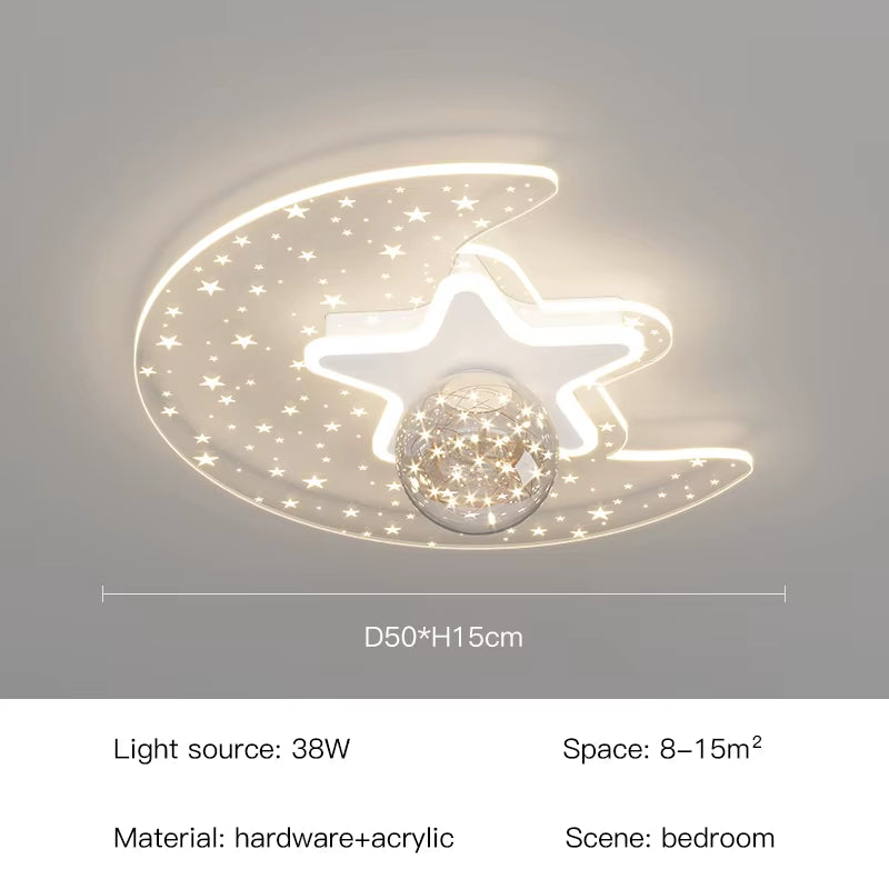 Modern LED Ceiling Lamp Nordic Creative Cartoon Starry Sky Children'S Room Chandelier Applicable to Bedroom and Study Lamps 2023