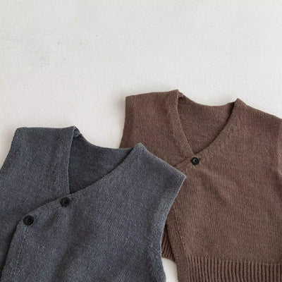 1-6Y Kids Clothing Set Knit Vest and Wide Leg Pants 2 Pcs Boys Clothing Set Brief Style Girls Sweater Suit