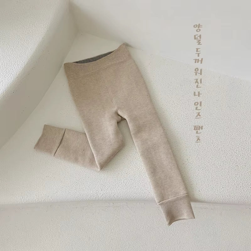 Kids Pants Solid Girls Tights Fur Lining Pantyhose High Elastic Girl Skinny Leggings for 3-12Y