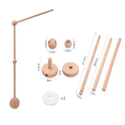 Baby Wooden Bed Bell Bend Bracket Mobile Hanging Rattles Toys Newborn Music Box Holder Bracket Infant Crib Toy Arm Bracket Gifts