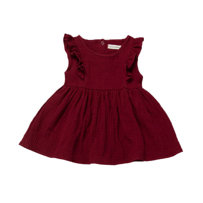 Baby Girls Chlidren Clothes Solid Color Dress Knee
