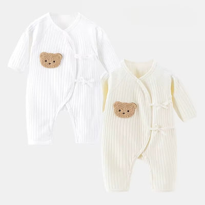 Boys Girls One Piece Outfit 100% Cotton Newborn Baby Long Sleeve Romper Infant Solid Knitting Thin Jumpsuit for Seasons