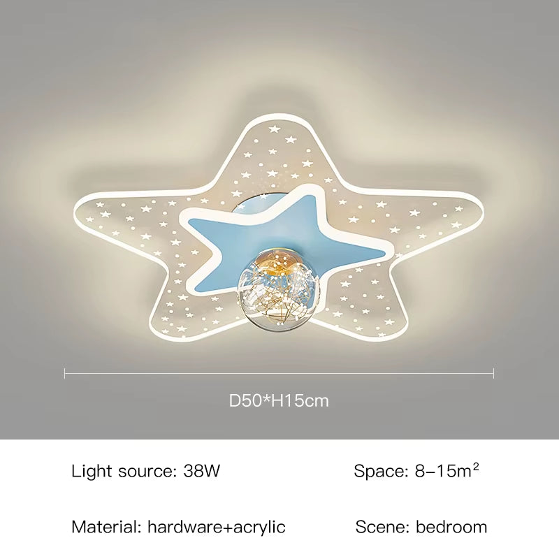 Modern LED Ceiling Lamp Nordic Creative Cartoon Starry Sky Children'S Room Chandelier Applicable to Bedroom and Study Lamps 2023