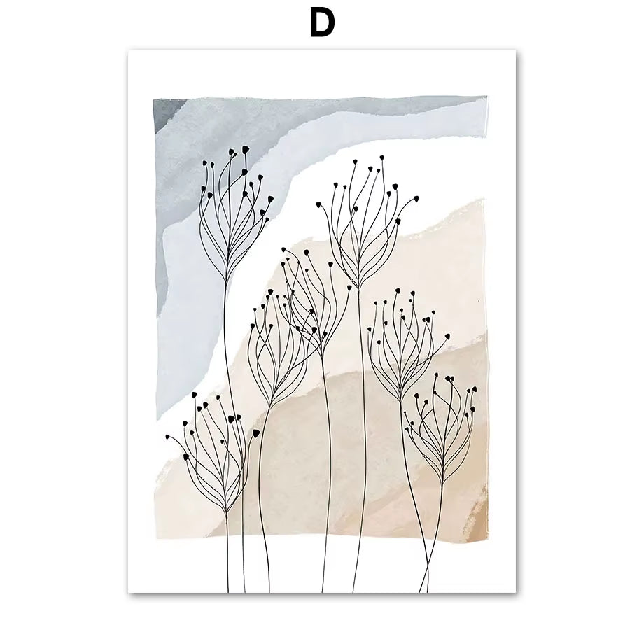 Boho Ocean Sun Rainbow Lotus Tree Abstract Landscape Posters and Prints Wall Art Canvas Painting Pictures for Living Room Decor