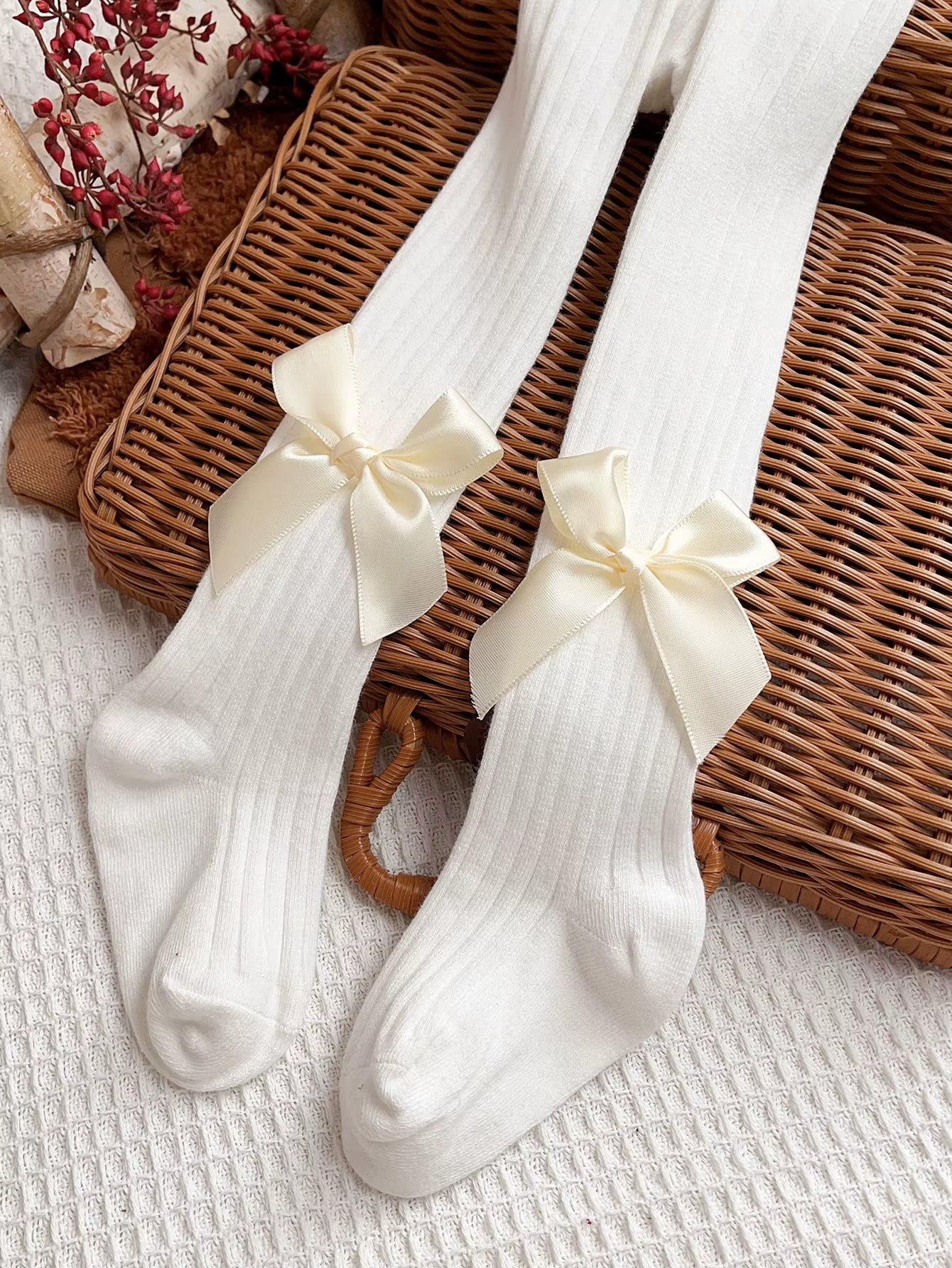 4Pairs Toddler Girls Bow Decor Tights