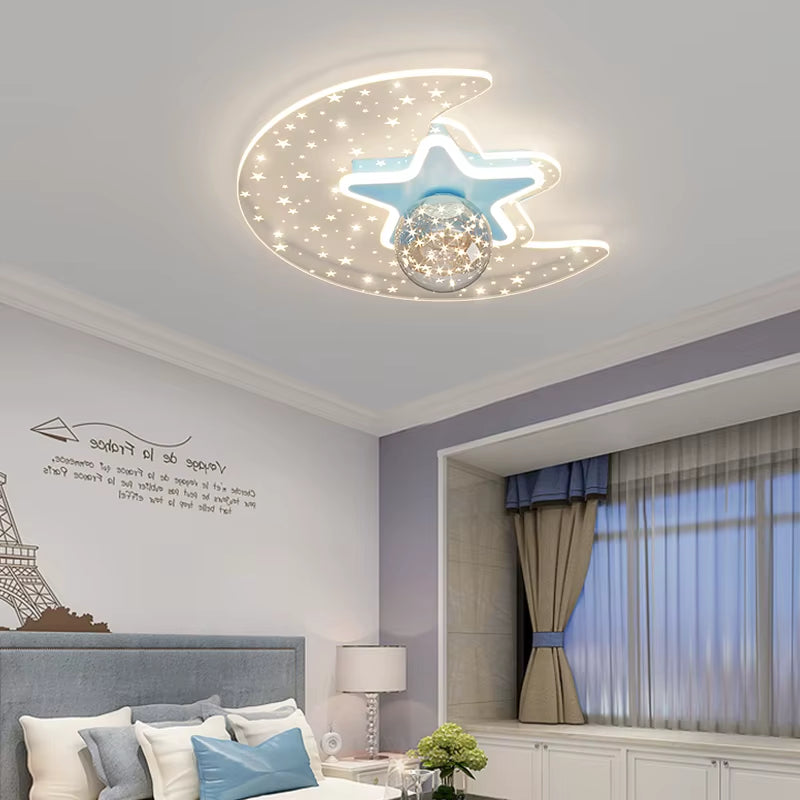 Modern LED Ceiling Lamp Nordic Creative Cartoon Starry Sky Children'S Room Chandelier Applicable to Bedroom and Study Lamps 2023