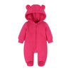 Solid Color Newborn Baby Boy Clothes Long Sleeve Hooded Zipper Baby Clothes Girls Footies Winter Warm Infant Clothing 3-24Months
