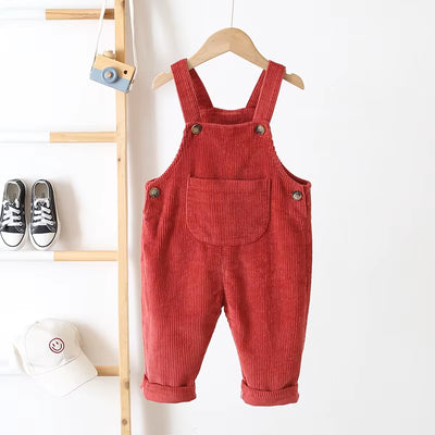 Baby Overalls Corduroy Jumpsuits Front Pocket Boys Pants 0-3 Y Kids Clothes