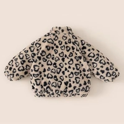 New Children'S Sweater Jacket, Girls' Winter Stylish Leopard Print Top, Baby with Plush and Thickened
