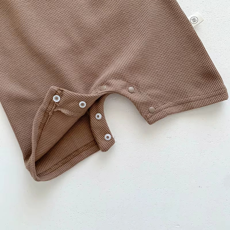 Baby Romper Waffle Boys Jumpsuits Infant Clothes with Hat Baby Boys Clothiing