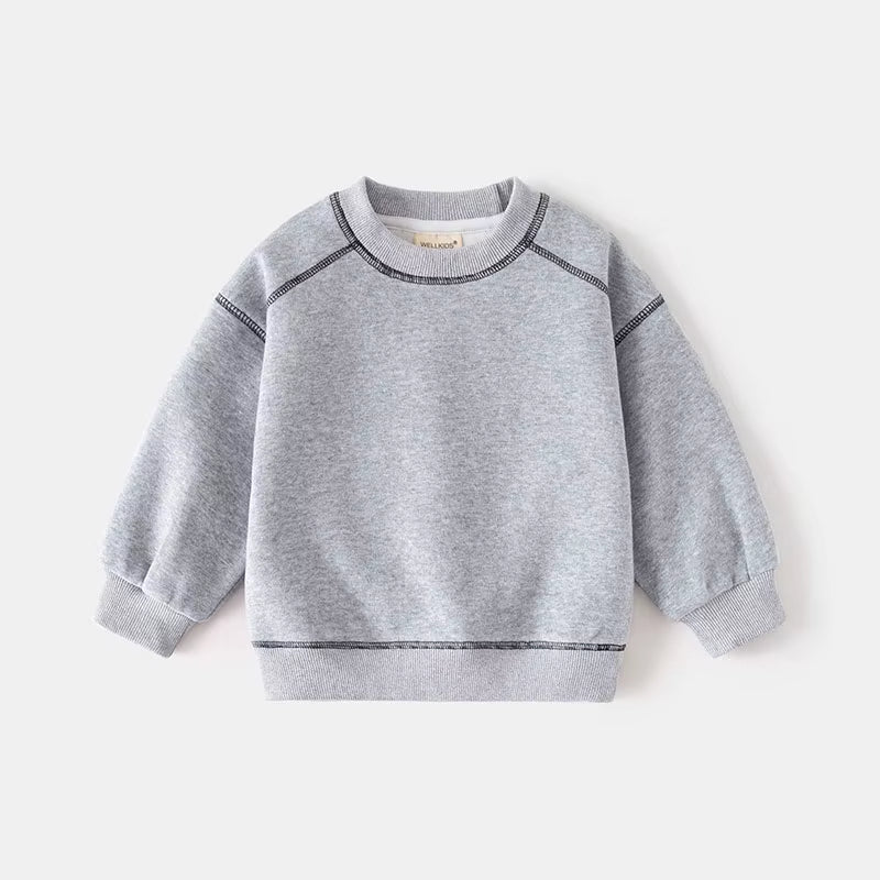 New Spring Kids Hoodie 2-6T Girls Cute Contrast Color Pullover Thin Style Children Loose Boys Sweatshirt