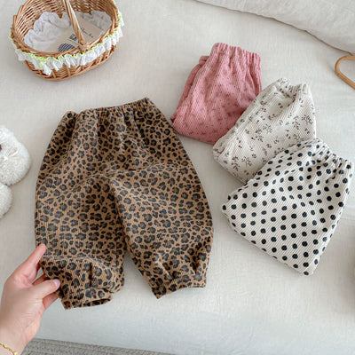 Winter Kids Pants Fur Lining Boys Trousers Leopard Print Gilrs Pants Thicken Fleece Kids Corduroy Pants