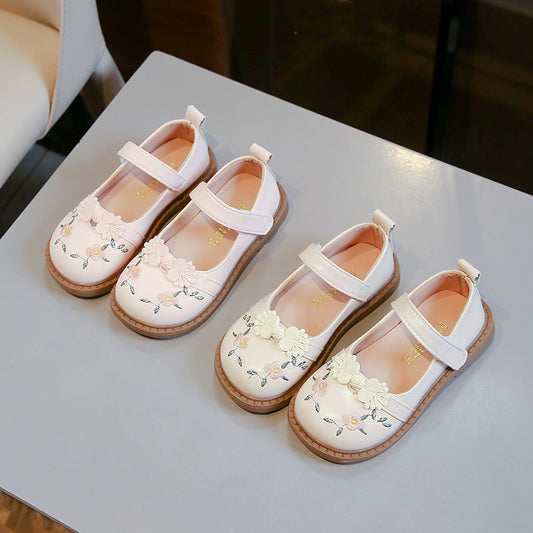 Children's Cute Leather Flower Princess Shoes