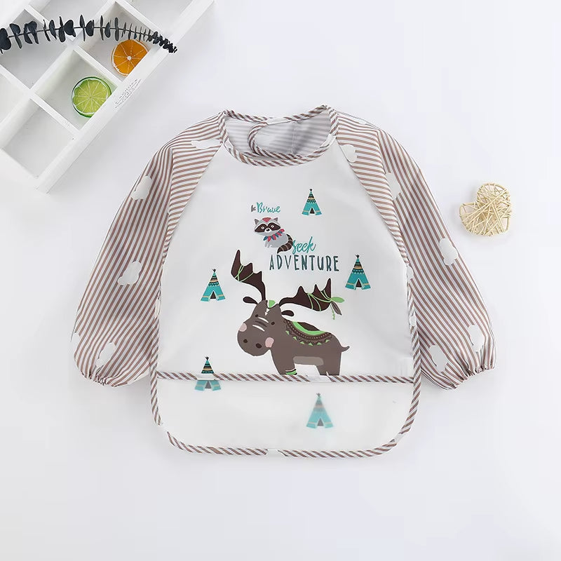 Waterproof Full Sleeve Baby Bibs Children Apron Long Sleeve Feeding Smock Kids Eating Breastplate Infant Scarf Clothing