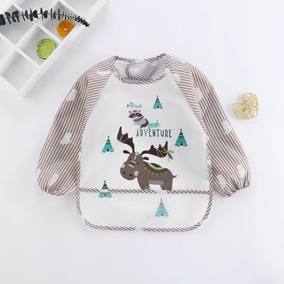 Waterproof Full Sleeve Baby Bibs Children Apron Long Sleeve Feeding Smock Kids Eating Breastplate Infant Scarf Clothing