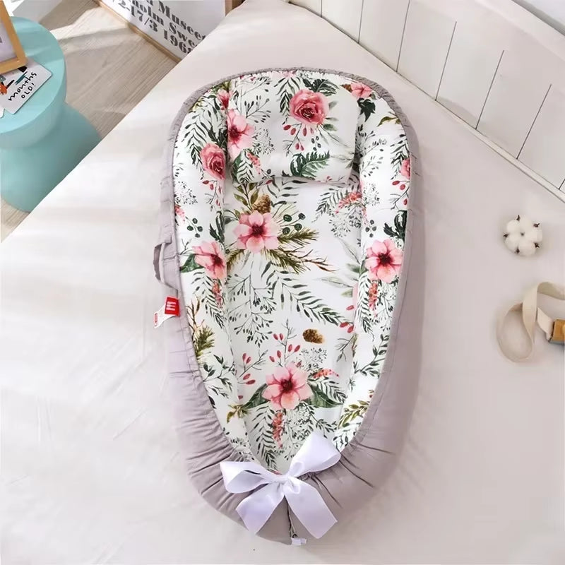Travel Bed Infant Toddler Cotton Cradle for Newborn Baby Bed Bassinet Bumper New 85*50Cm Baby Nest Bed with Pillow Portable Crib