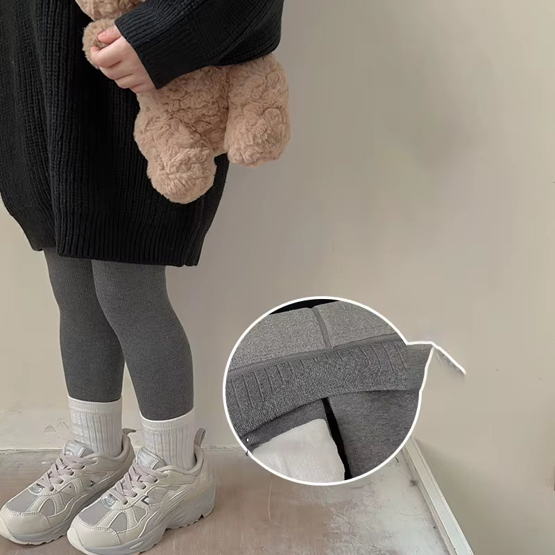 Kids Pants Solid Girls Tights Fur Lining Pantyhose High Elastic Girl Skinny Leggings for 3-12Y