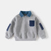 New Winter Kids Hoodie 2-7T Cute Patchwork Thicken Girls Sweatshirt Korean Version Loose Children Clothes Tops
