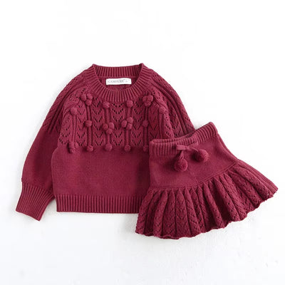 New Autumn Kids Sweater 6M-4T Cute Hollow-Out Fur Ball Girls Knitted Pullover Loose Sweet Korean Children Outwear