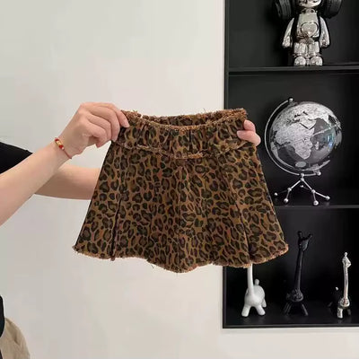 Korean Children'S Clothing Girls' Leopard Print Skirt 2025 Spring/Summer New Style Children'S Trendy Retro Fringed Short Skirt