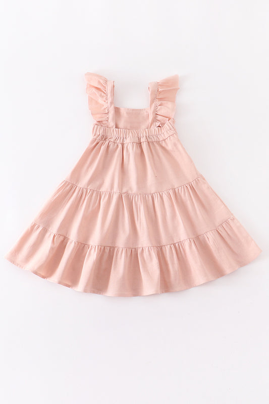 Baby Girls Chlidren Clothes Solid Color Dress Knee