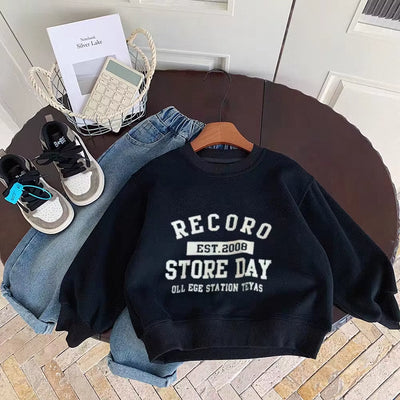 Printed Letters Children Autumn Sweatshirt Korean Style Loose Fashion Kids Clothing Long Sleeve Tops Pullover O-Neck Hoodie 1-6Y