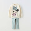 Minnie Mouse Pattern Baby Girl Autumn Sweatshirt Suit Popular Design Tops + Leggings Two Piece Set Kids Clothing Children'S Set