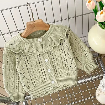 2025 New Autumn 0-3Yrs Toddler Baby Girl Knitting Cardigan Coat Long Sleeved Solid Color Newborn Baby Girls Sweater Coat
