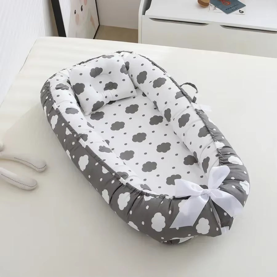 Travel Bed Infant Toddler Cotton Cradle for Newborn Baby Bed Bassinet Bumper New 85*50Cm Baby Nest Bed with Pillow Portable Crib