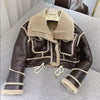 2024 Korean Girls Leather Fur Thicken Coat Full Sleeve Winter Teenager Girls Coat Locomotive Jacket 3-15