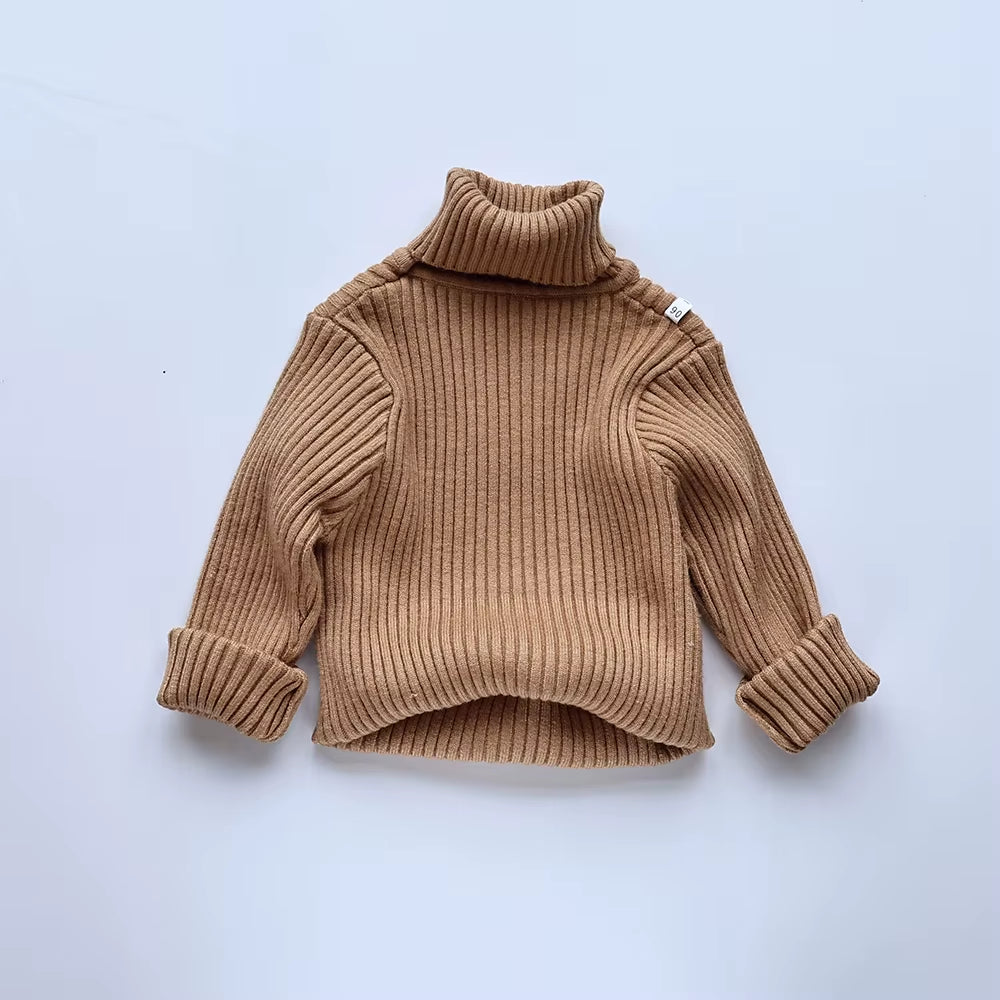 Autumn Soft Tight Unisex Kids Knitwear Sweaters Solid Multi Color Girls Sweater Brief Boys Pullover Turtleneck Outwear