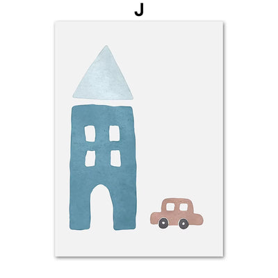 Boho Car Traffic Rainbow Alphabet Digit Wall Art Canvas Painting Nordic Cartoon Posters and Prints Pictures Baby Kids Room Decor