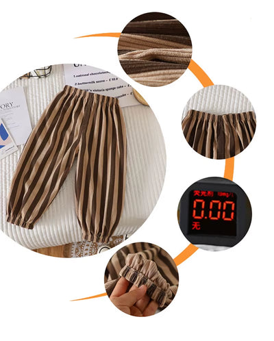 New Summer Kids Casual Pants 1-6Y Simple Boys Grid Sweat Pants Korean Loose Thin Children Striped Letter Trousers