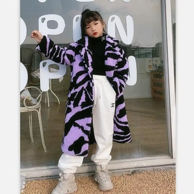 Children Autumn Winter Fur Coat Children Thick Coat 2025 Girls Stylish Fur Coat Long Trend Children Clothing