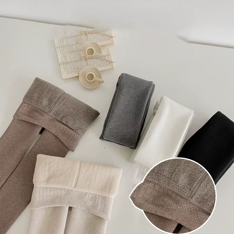 Kids Pants Solid Girls Tights Fur Lining Pantyhose High Elastic Girl Skinny Leggings for 3-12Y