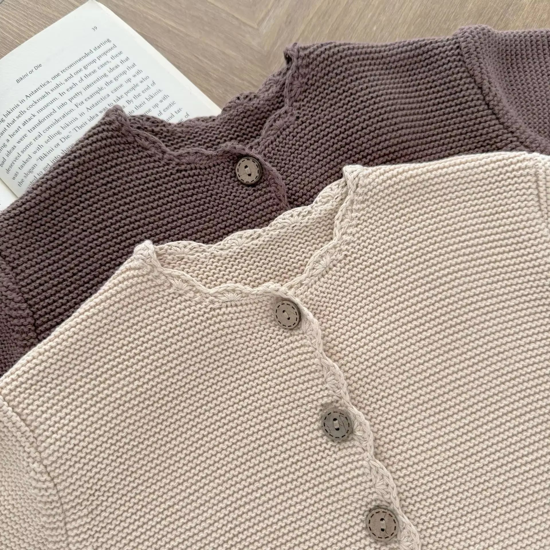 0-3Y Newborn Knitted Cardigan Baby Girl Boy Cotton Handmade Scalloped Long Sleeve Button down Sweater Autumn Winter Outerwear
