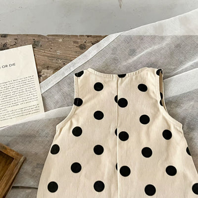 Spring and Autumn Newborn Infant Baby Girls Romper round Dot Sleeveless Rompers Kids Onepiece Fashion Baby Clothing