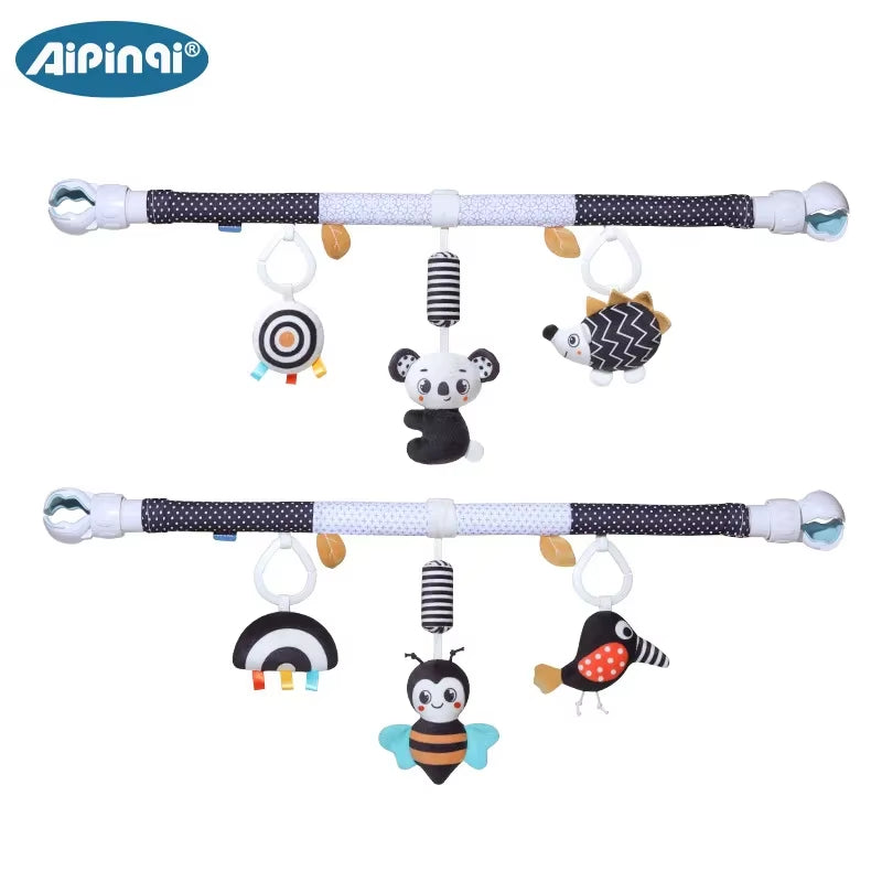 Infant Baby Stroller Arch Toy Play Bar Fun Newborns Sensory Activity Adjustable for Bouncers and Car Safe Seat Bed Hanging Toys