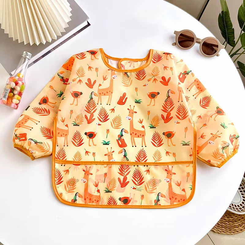 Waterproof Full Sleeve Baby Bibs Children Apron Long Sleeve Feeding Smock Kids Eating Breastplate Infant Scarf Clothing