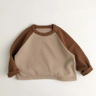 1-6Y Spring and Autumn Children'S Sweaters Boy Kintted Long Sleeve T-Shirt Girl Retro Patchwork Pullover Kid'S Clothing